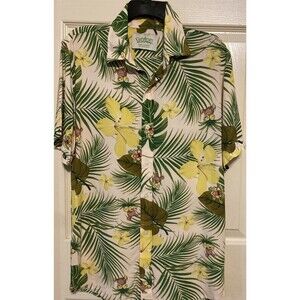 Pokémon Center Tropical Hawaiian Shirt Jungle 2021 Men's Med Exeggutor Cream GUC